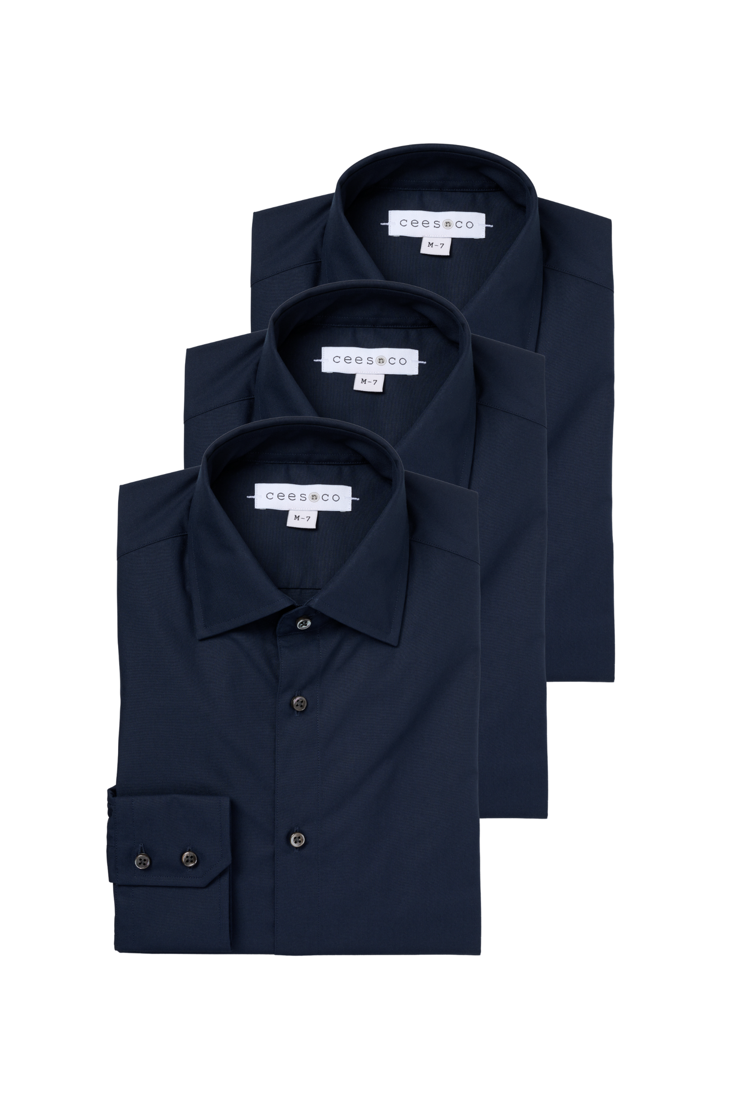 Bundel 3 stuks - Donkerblauw Overhemd Slim fit