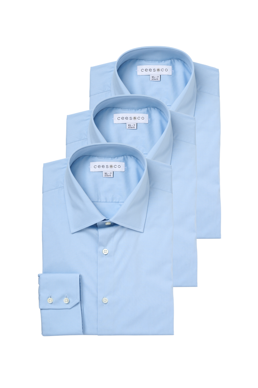 Bundel 3 stuks - Lichtblauw Overhemd Regular fit