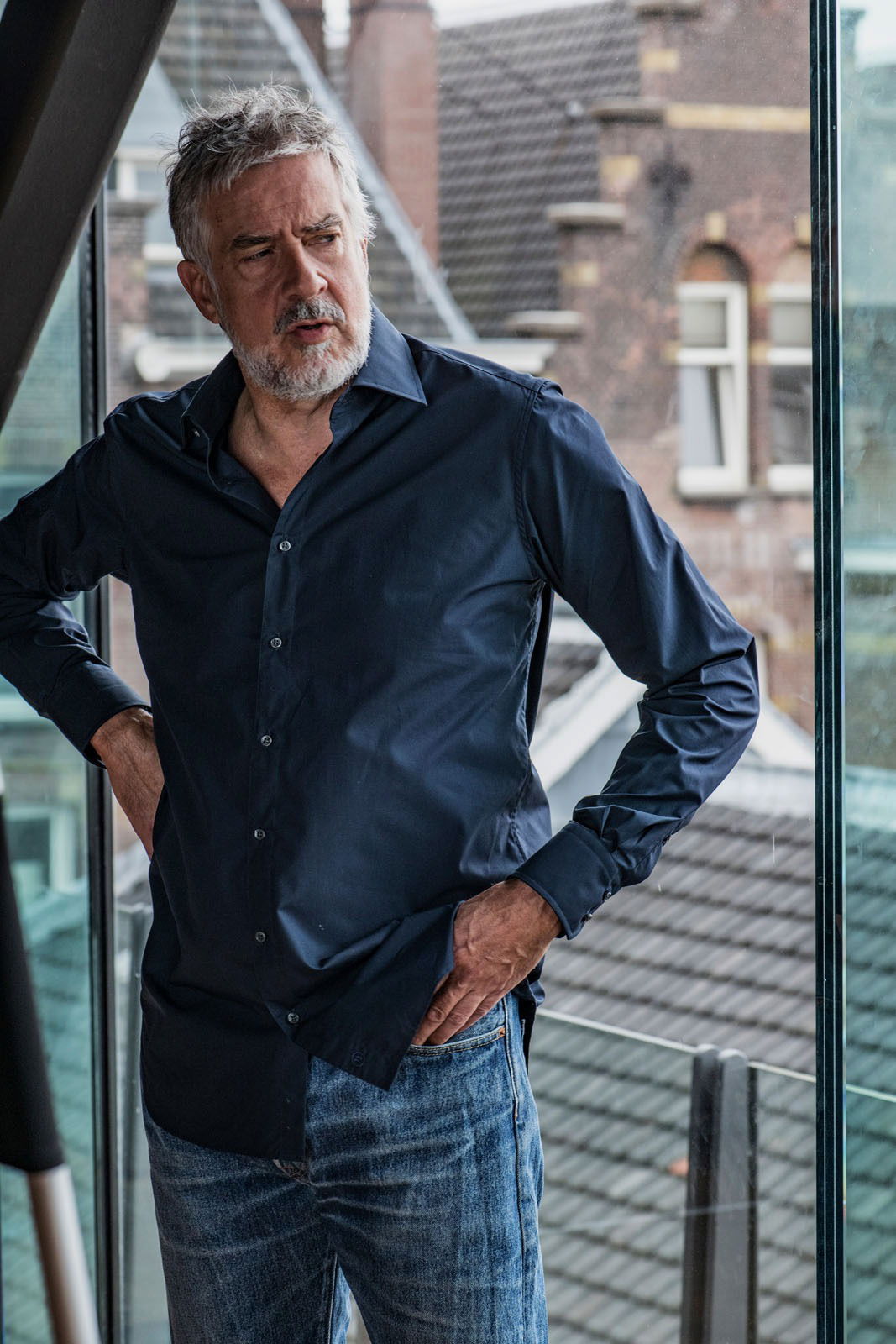 Donkerblauw overhemd